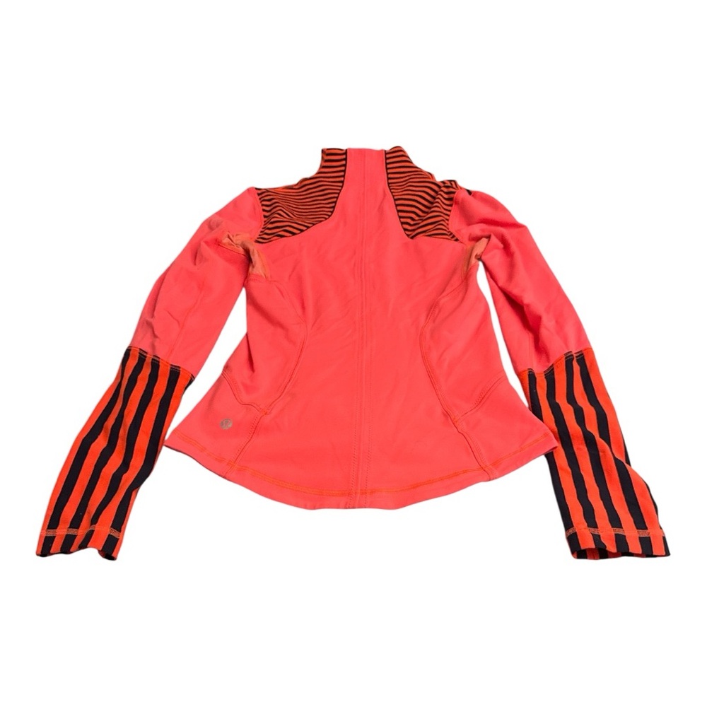 lululemon Coral and Black striped workout Jacket Size 4 jogging, gym, yoga - Picture 2 of 4